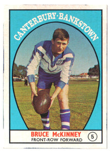 Scanlens 1968 A Grade NRL Football Card #05 - Bruce McKinney - Canterbury Bankstown