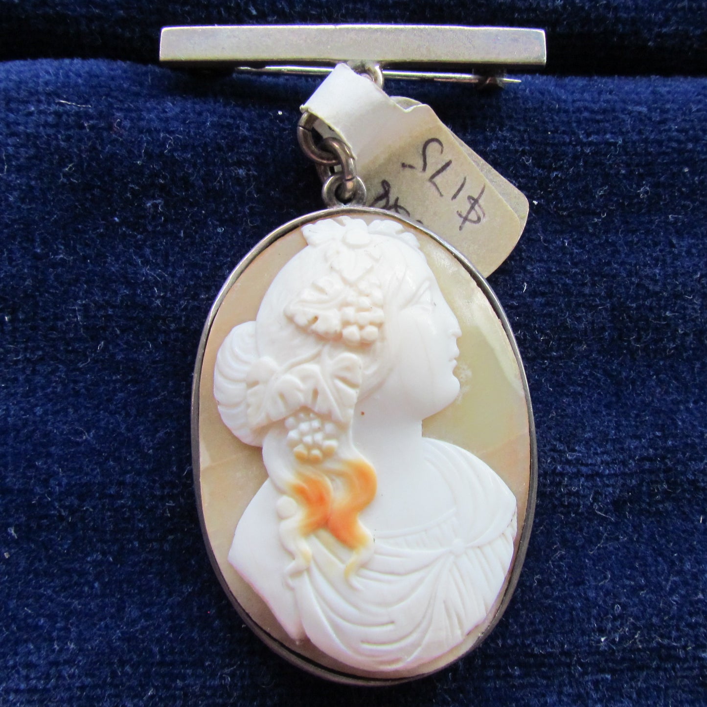 Sterling Silver Cameo Pendant On A Bar Brooch