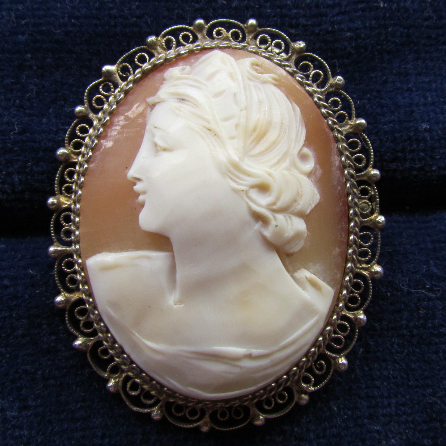 800 Continental Silver Gilt Cameo Pendant Brooch