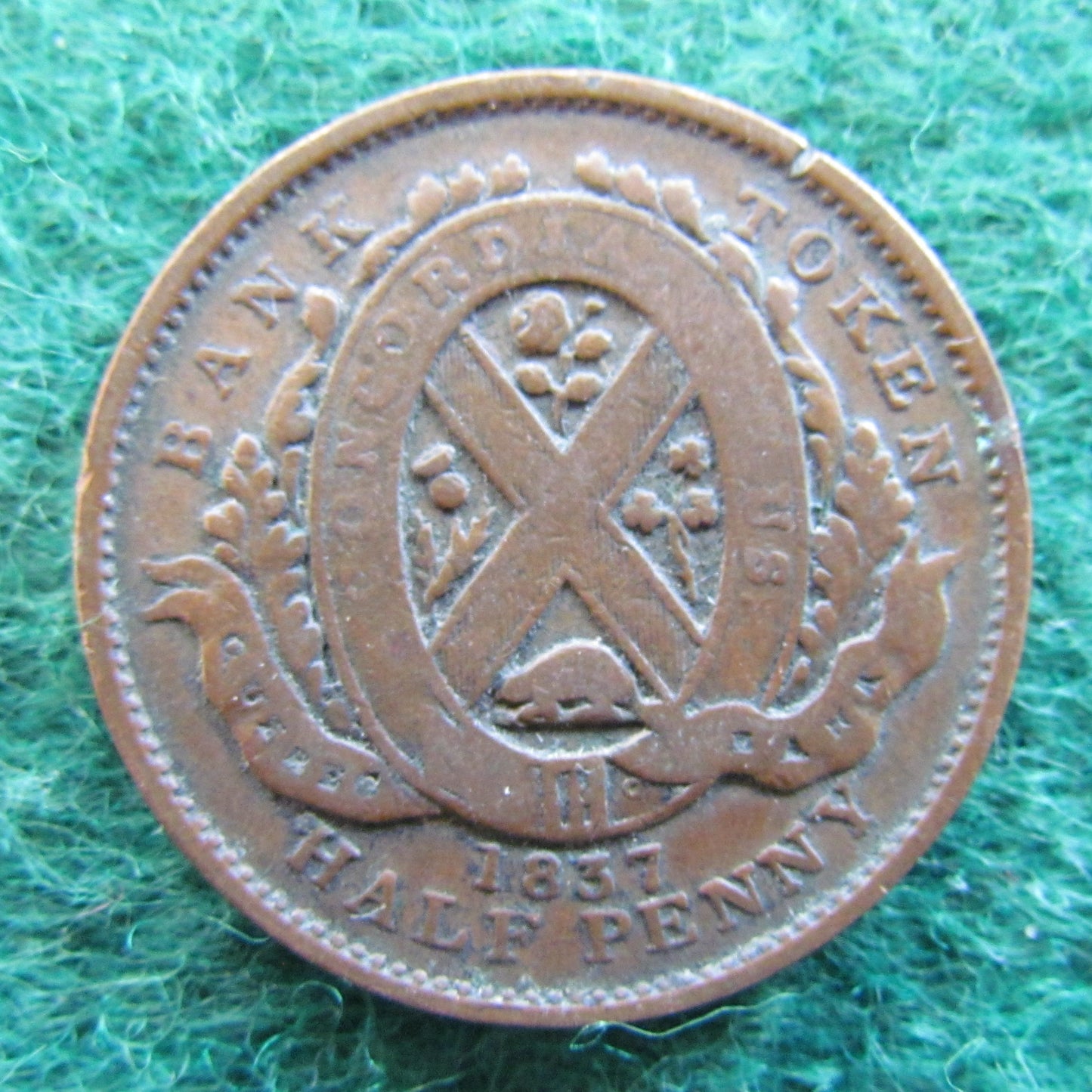 Canada 1837 1/2 Half Penny Bank Token Province Du Bas Canada Un Sou Coin