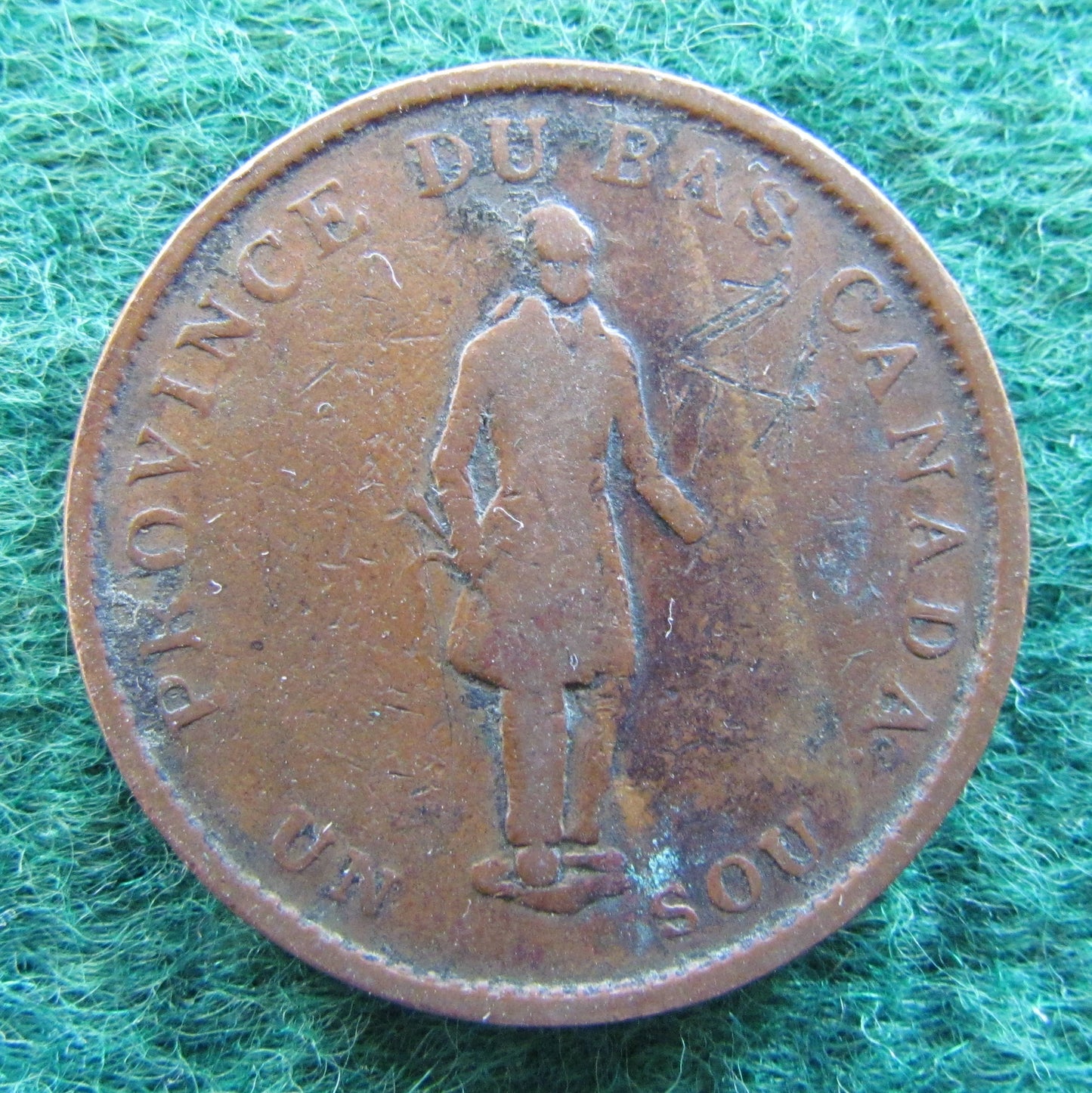 Canada 1837 1/2 Half Penny Bank Token Province Du Bas Canada Un Sou Coin