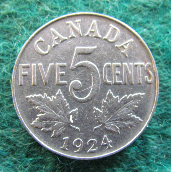 Canada 1924 5 Cent King George V Coin