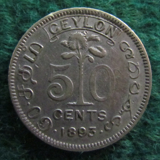 Ceylon 1893 50 Cents Coin