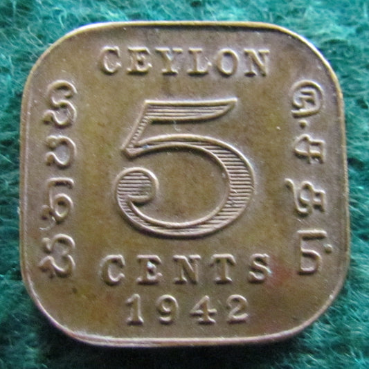 Ceylon 1942 5 Cents Coin