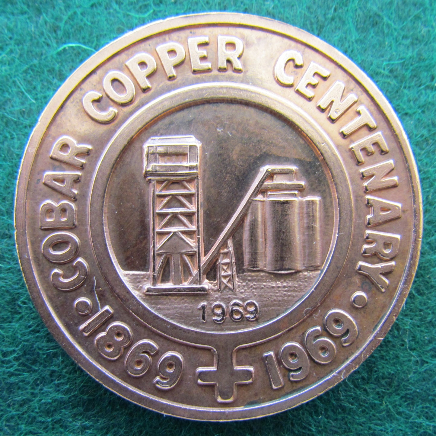 Cobar Copper Centenary 1869 - 1969 Medallion