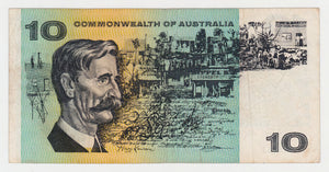 Australian 1968 10 Dollar Phillips Randall COA Banknote s/n SGJ 118253 -  Circulated
