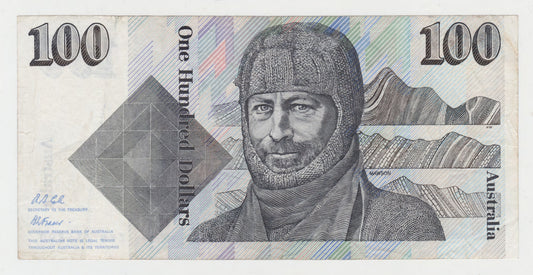 Australian 1991 100 Dollar Fraser Cole Banknote  s/n ZKN 734890 - Circulated
