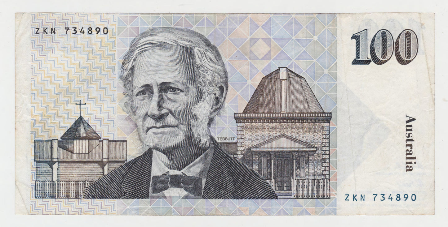Australian 1991 100 Dollar Fraser Cole Banknote  s/n ZKN 734890 - Circulated