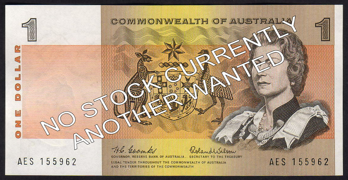 Australian 1966 1 Dollar Coombs Wilson Note s/n ACP 394016 - Circulated