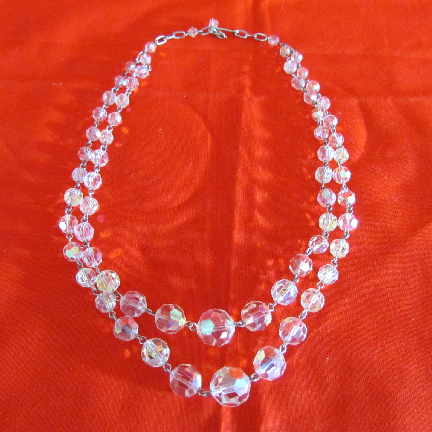 Crystal Double Strand Necklace With Lustre Finish