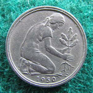 Germany 1950 J 50 Pfennig Coin - Circulated