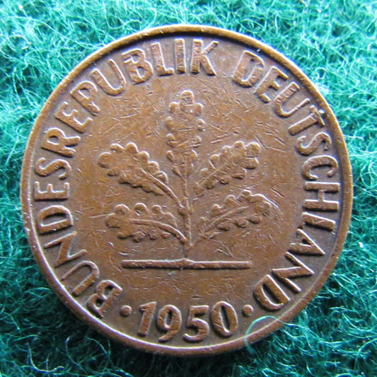 Germany 1950 G 1 Pfennig Coin - Circulated