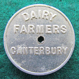 Dairy Farmers Canterbury Round Aluminium Milk Token