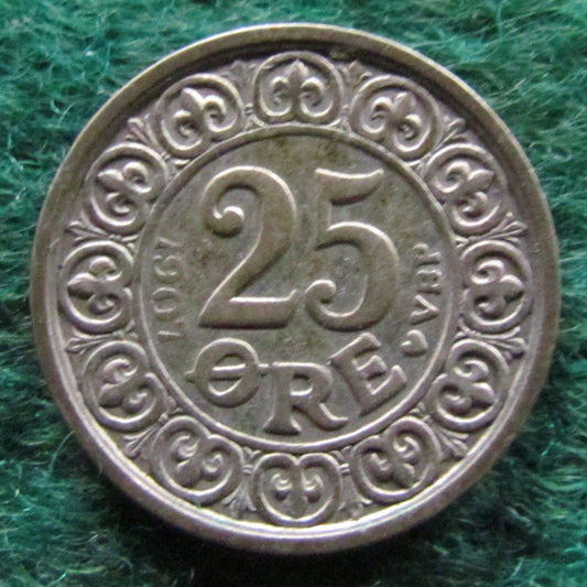 Denmark 1907 25 Ore Coin - Circulated