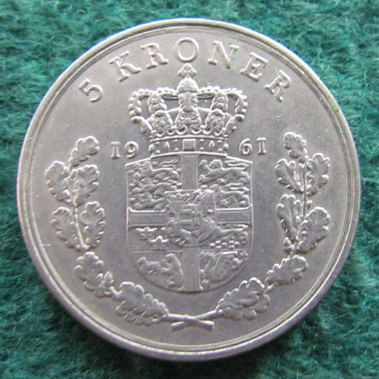 Denmark 1961 5 Kroner Coin King Frederik IX