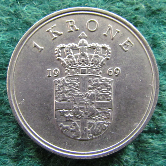 Denmark 1969 1 Krone Coin King Frederik IX