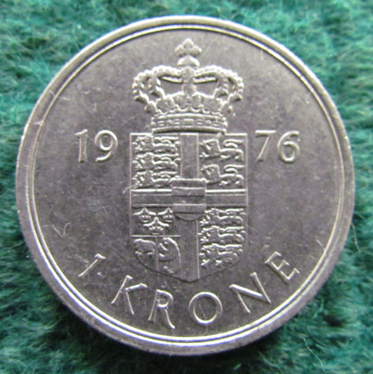 Denmark 1976 1 Krone Coin Queen Margrethe II