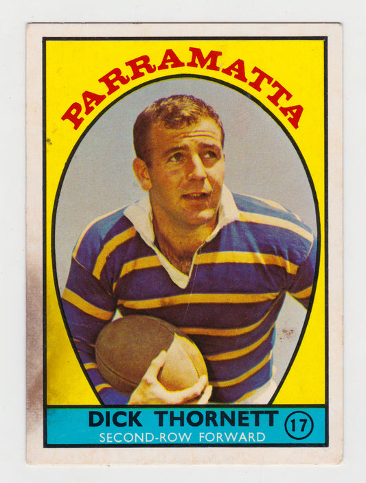 Scanlens 1968 A Grade NRL Football Card #17 - Dick Thornett - Parramatta