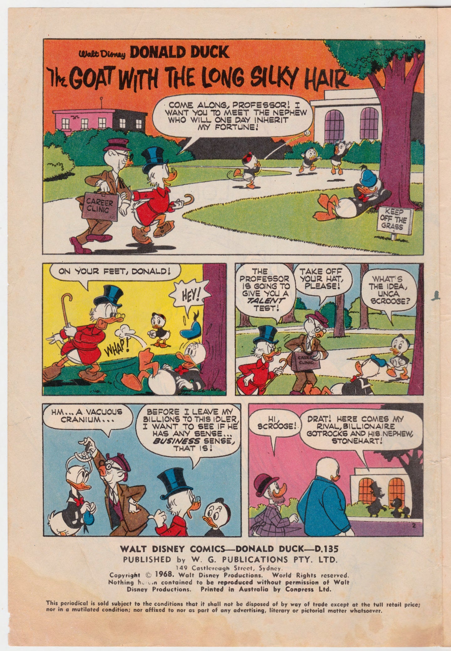 Donald Duck D.135 Comic Book By Walt Disney 1968