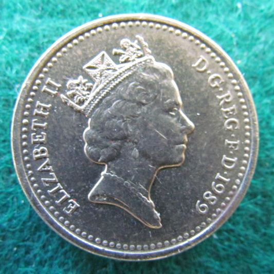 GB British UK English 1989 1 Pound Queen Elizabeth Coin