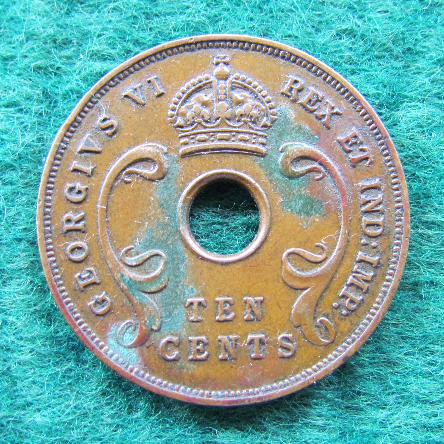 East Africa 1937 10 Cent King George VI Coin - Circulated