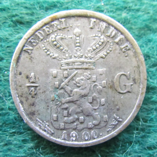 Dutch East Indies 1900 1/4 Gulden Coin