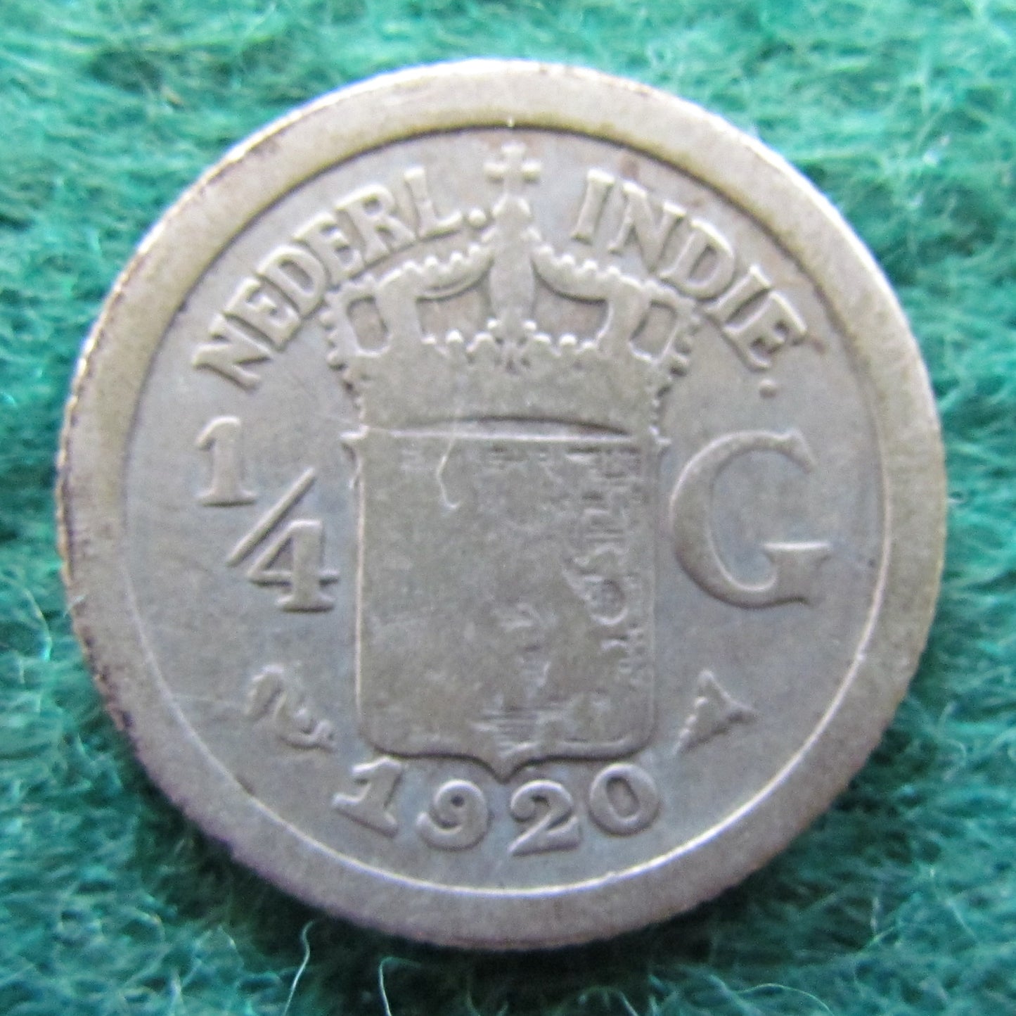 Dutch East Indies 1920 1/4 Gulden Coin