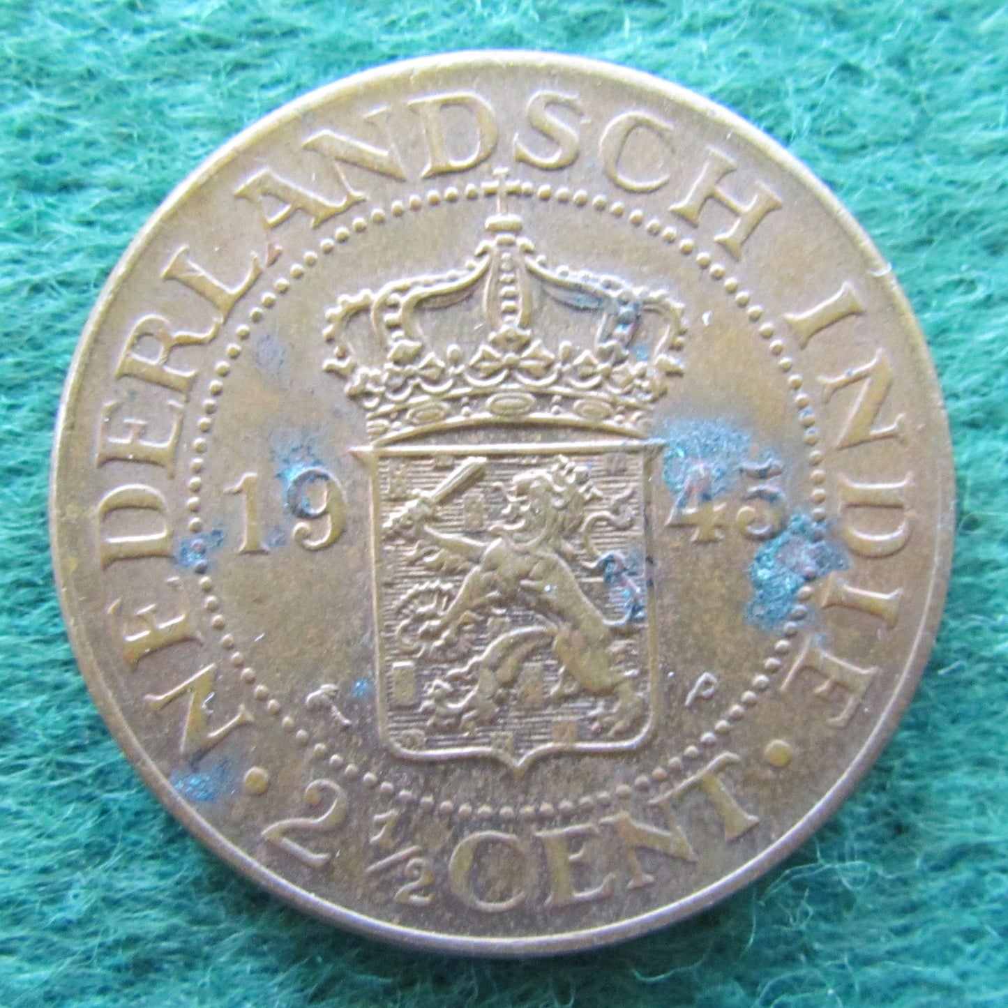 Dutch East Indies 1945 2 1/2 Cent Coin