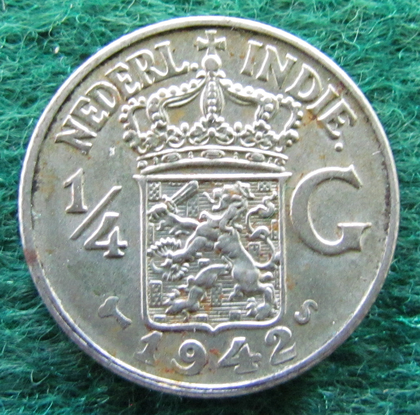 Dutch East Indies 1942 1/4 Gulden Coin