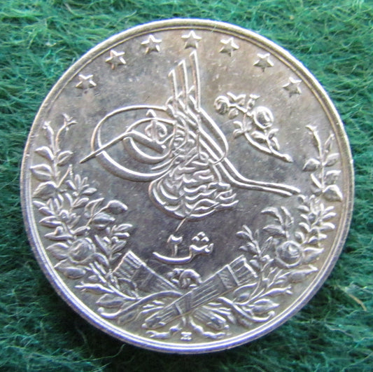 Egyptian 1909 2 Qirsh Silver Coin Abdul Hamid II 1293/33 - Circulated