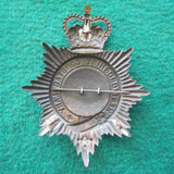 English Hertfordshire Constabulary Blackened Police Helmet Plate Badge Queens Crown