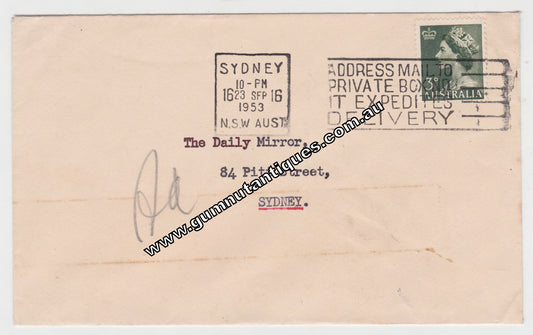 Australian Envelope To The Daily Mirror 84 Pitt Street Postmarked 1953
