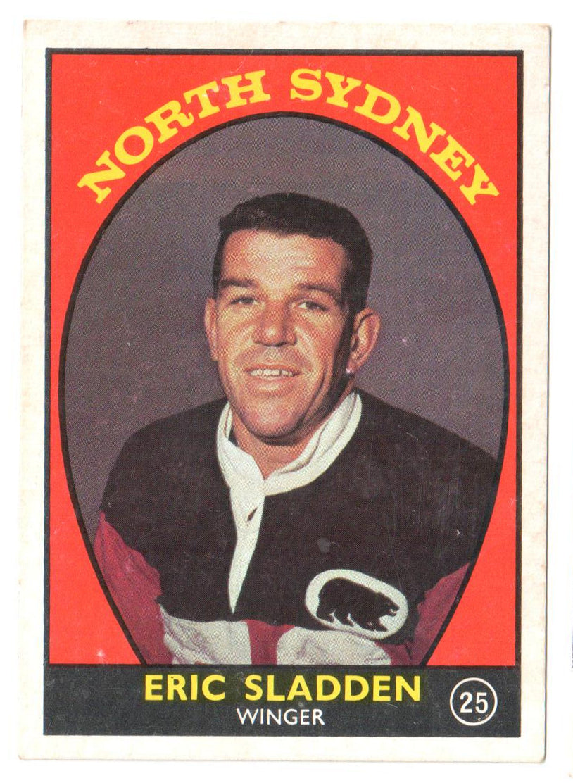 Scanlens 1968 A Grade NRL Football Card #25 - Eric Sladden - North Sydney