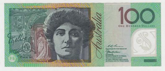 Australian 1998 100 Dollar Evans MacFarlane Polymer Banknote s/n AD 98816926 - Circulated