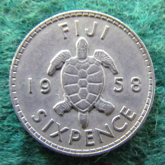 Fiji 1958 Sixpence Queen Elizabeth II Coin - Circulated