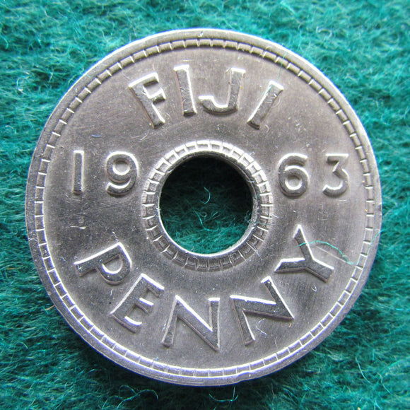 Fiji 1963 Penny Queen Elizabeth II Coin
