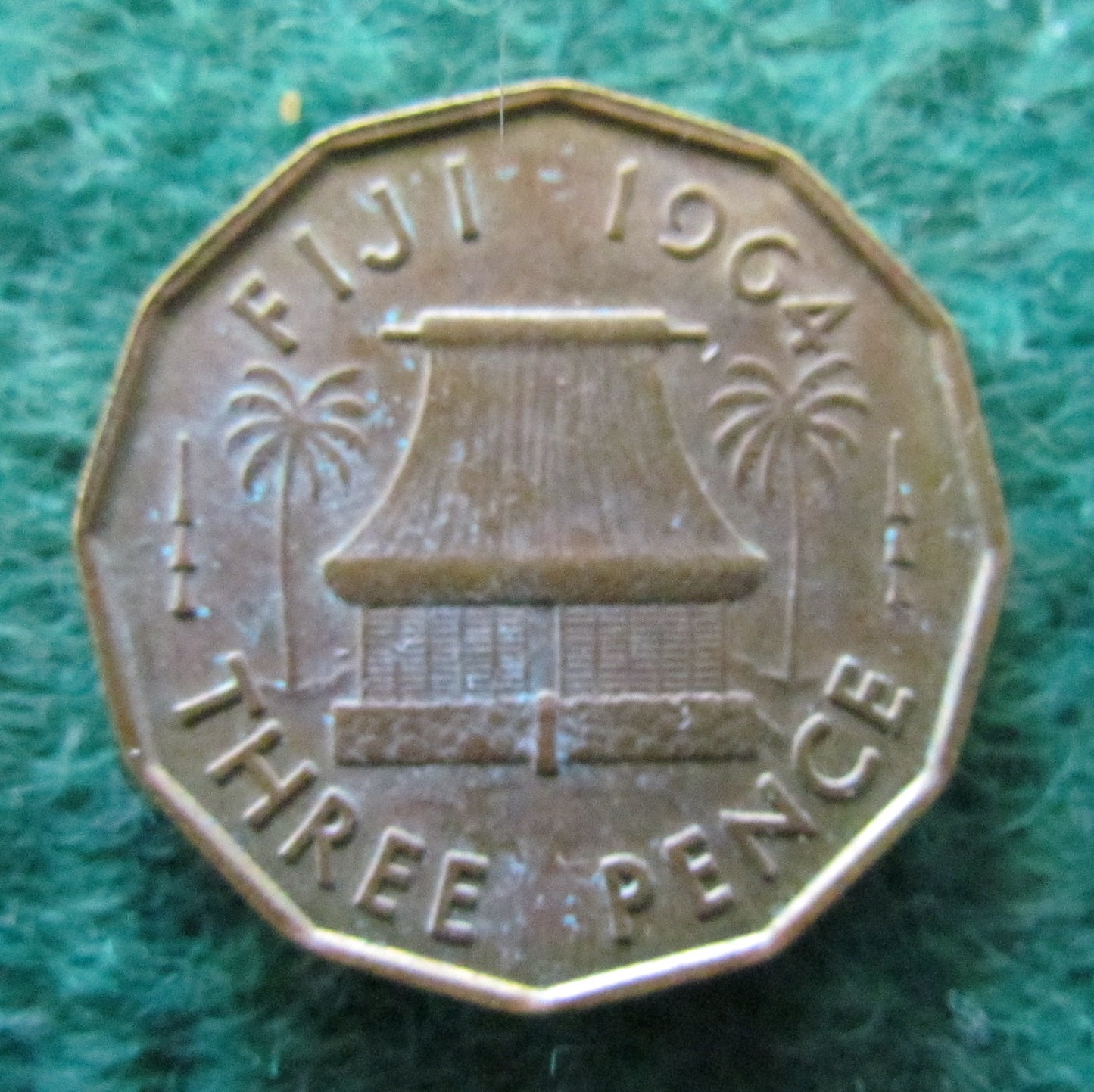 Fiji 1964 Three Pence Queen Elizabeth II Coin