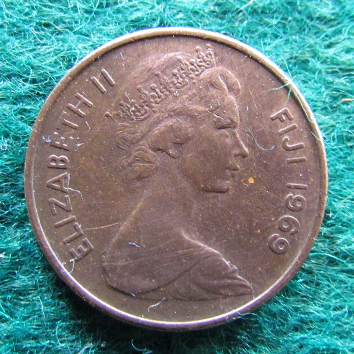 Fiji 1969 1 Cent Queen Elizabeth Coin