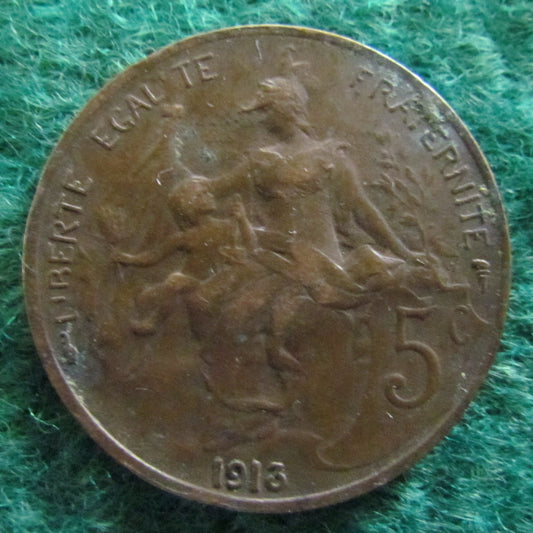 French 1913 5 Centimes Coin