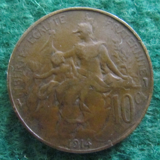 French 1914 10 Centimes Coin