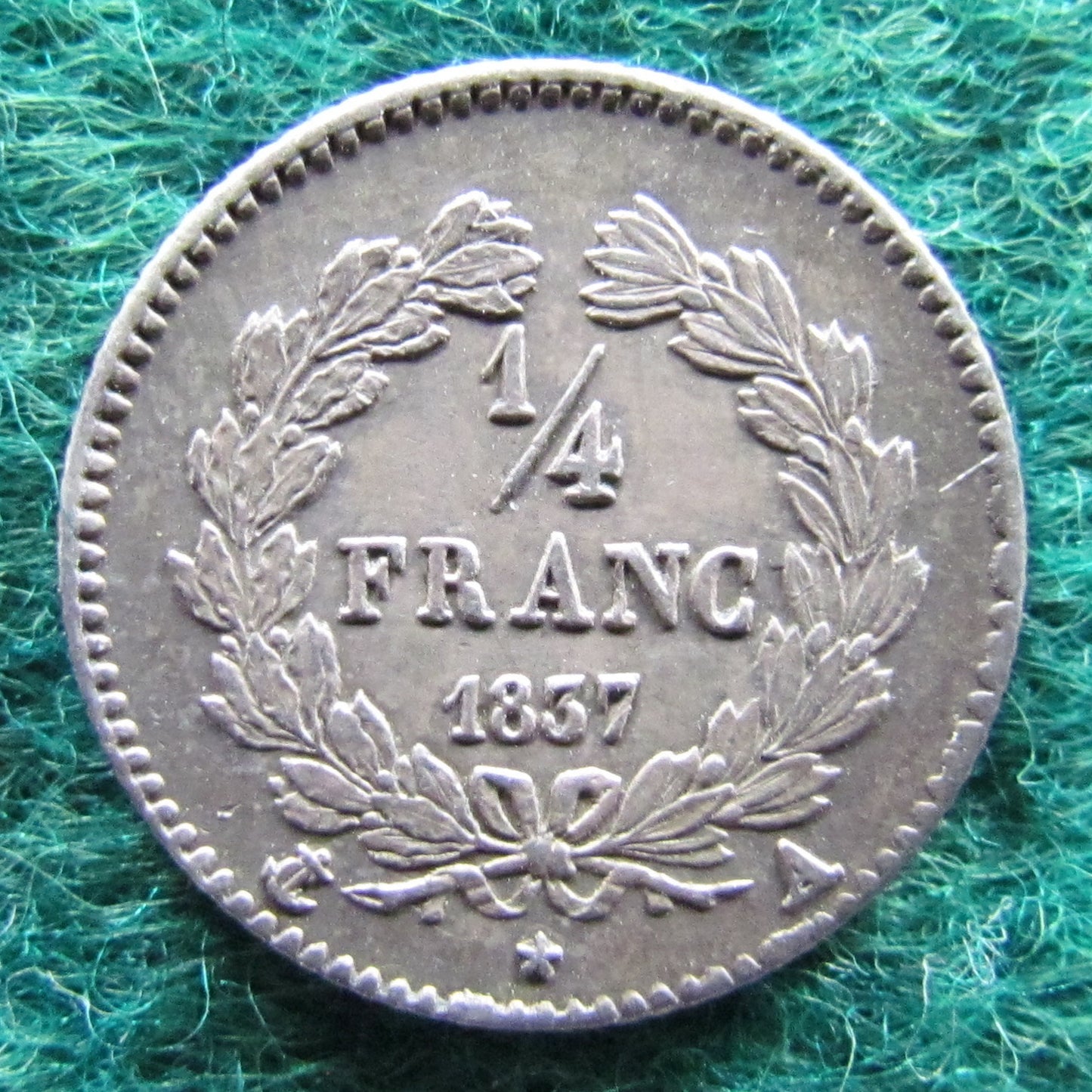 French 1837 1/4 Franc Coin Quarter Franc Coin