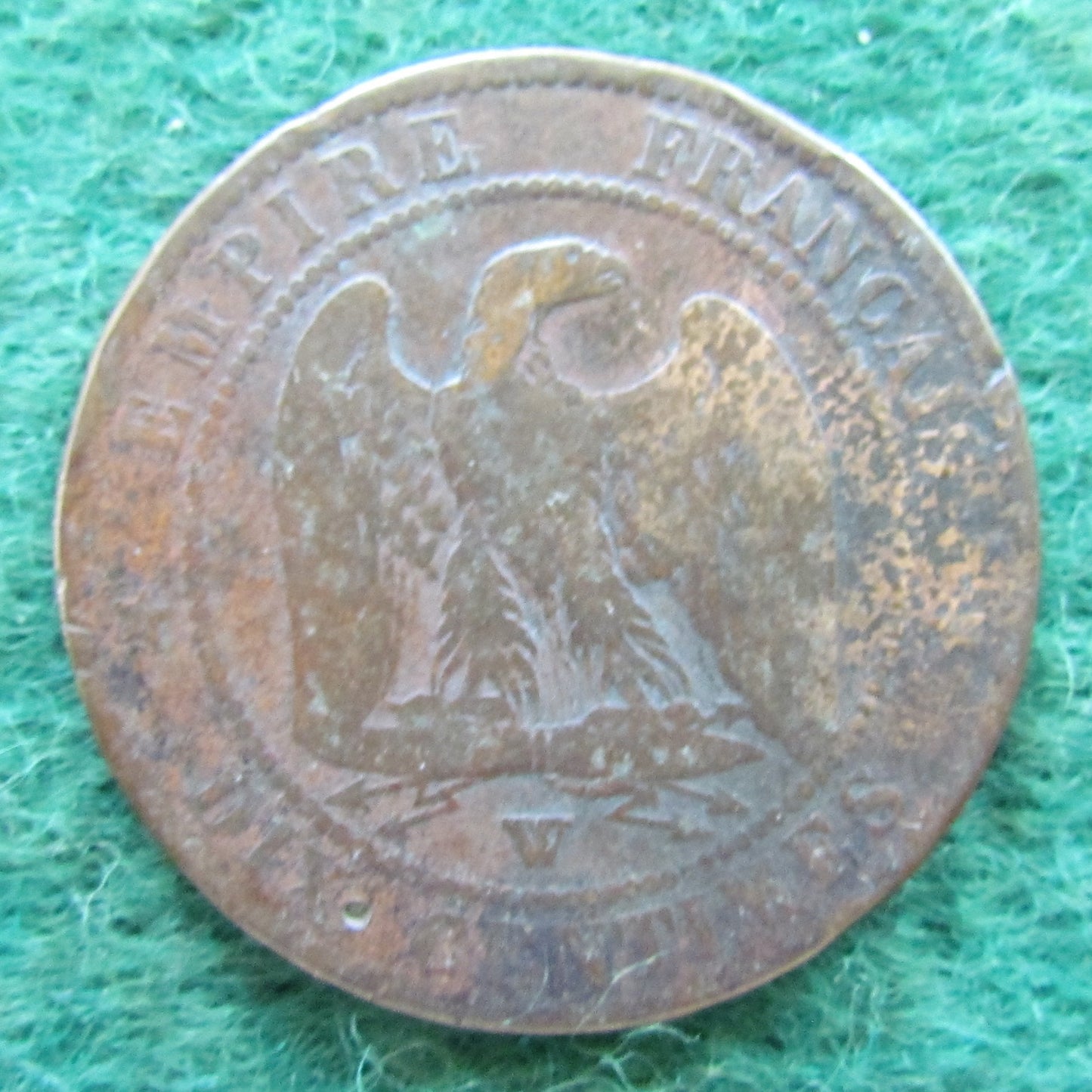 French 1856 W 10 Centimes Napoleon III Coin - Circulated