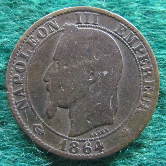 French 1864 A 5 Centimes Napoleon III Coin - Circulated