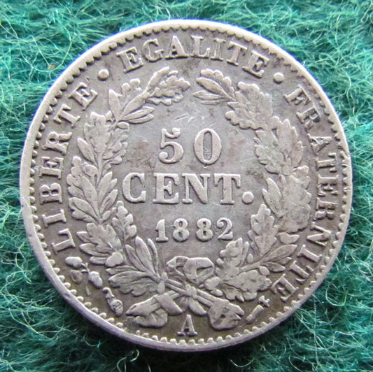 French 1882 A 50 Centimes Liberty Head Coin