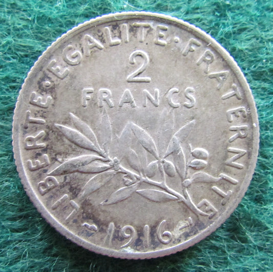 French 1916 2 Franc Coin - Circulated