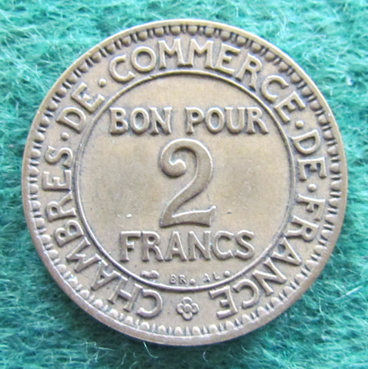 French 1925 2 Two Franc Chamber Of Commerce Coin - Commerce Industrie Coin