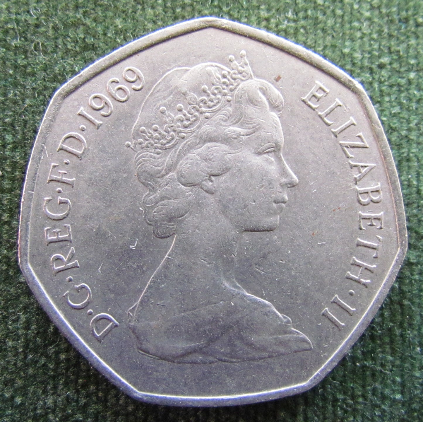 GB British UK English 1969 50 New Pence Queen Elizabeth II Coin