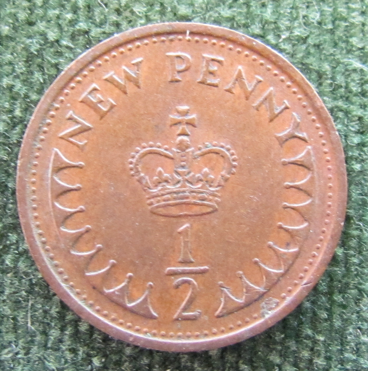 GB British UK English 1973 Half New Penny Queen Elizabeth II Coin