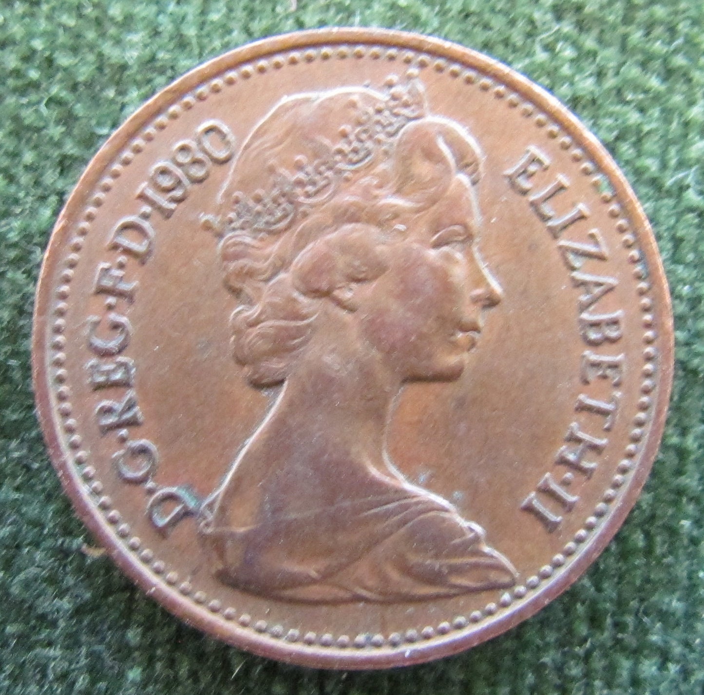 GB British UK English 1980 1 New Penny Queen Elizabeth II Coin