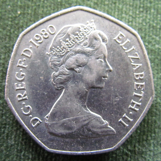 GB British UK English 1980 50 New Pence Queen Elizabeth II Coin